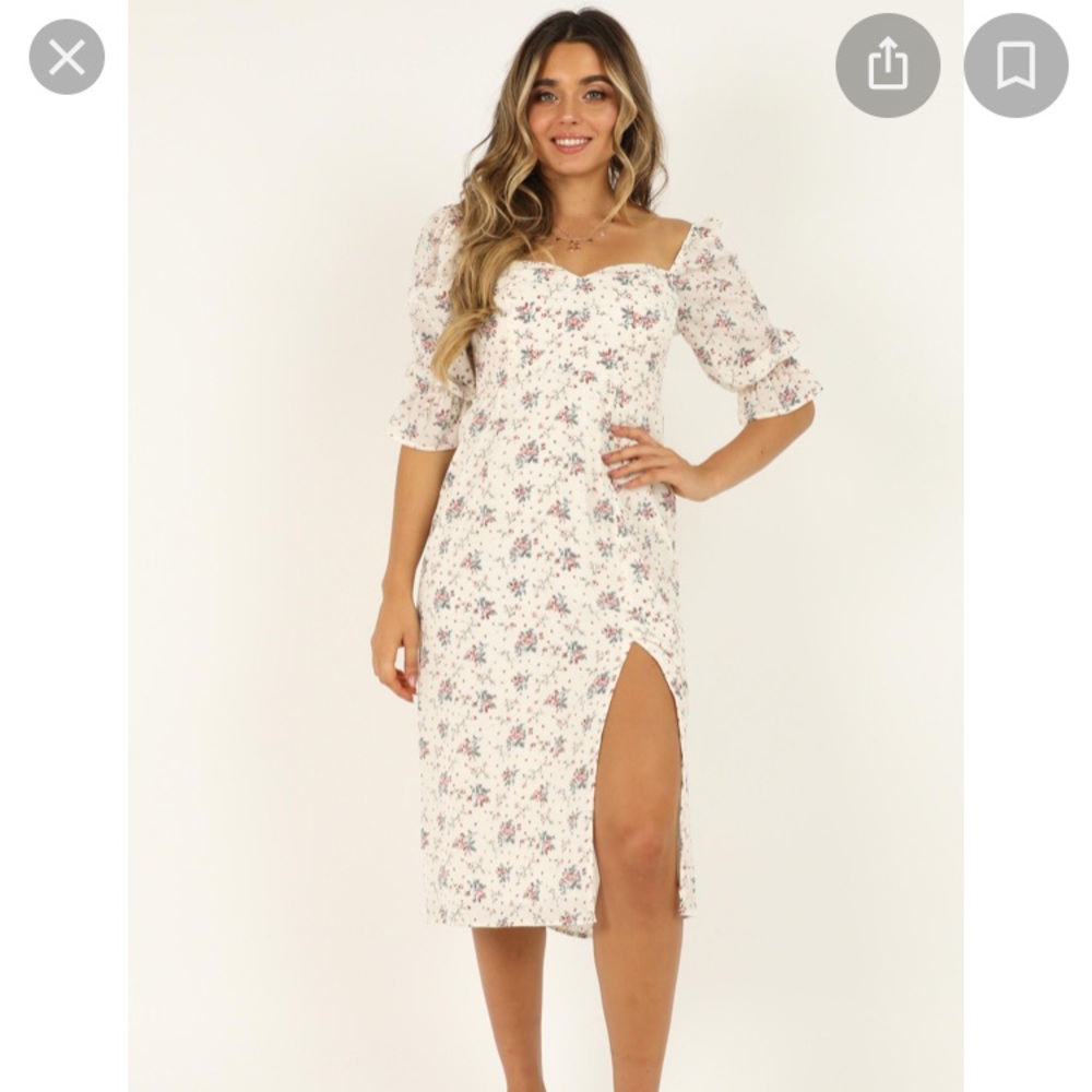 Silence Dress in white floral medium showpo